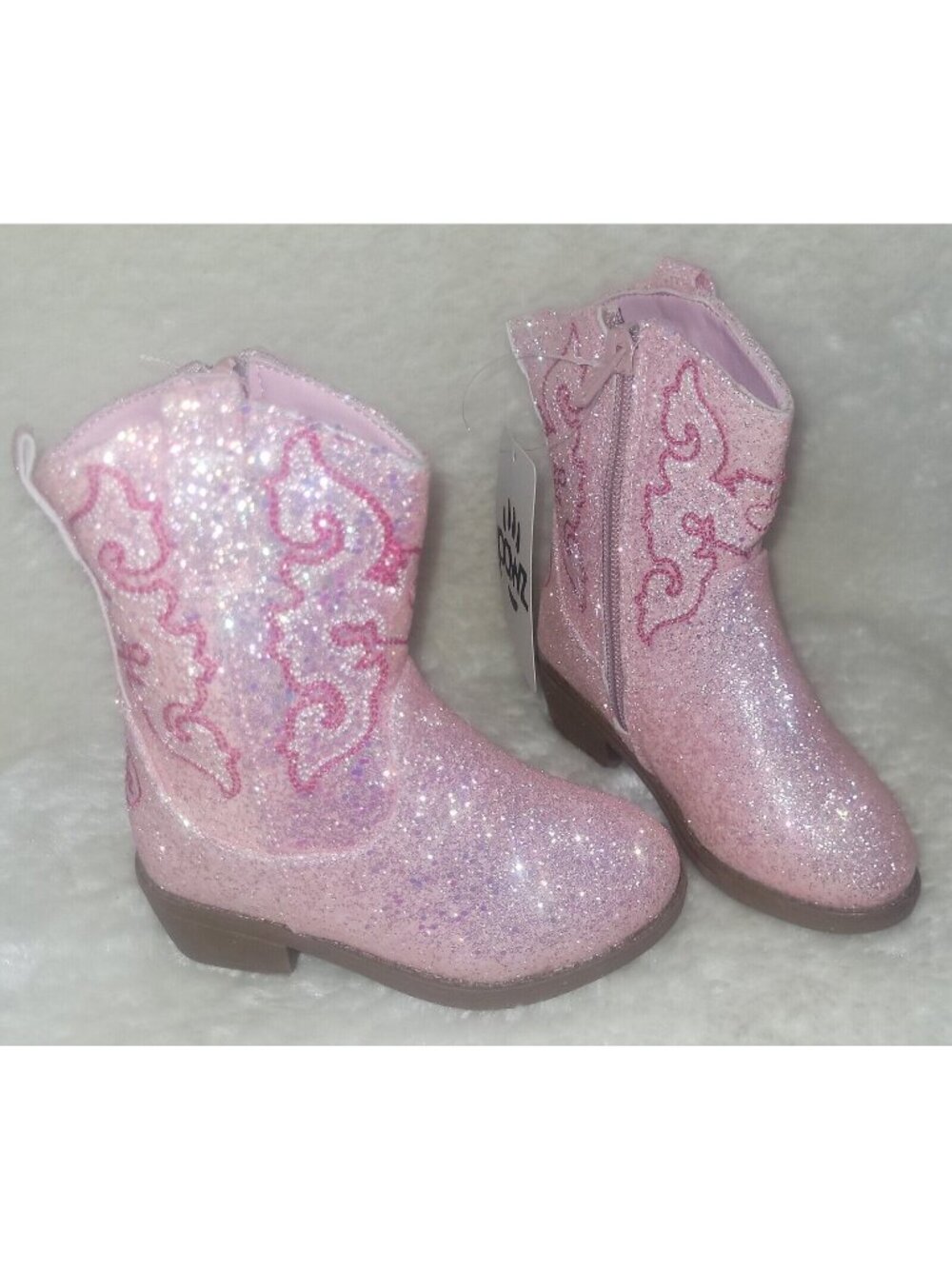 Cowboy Boots Little Kids TODDLER Size US 8 Blush Sparkle Glitter By Pawz NEW